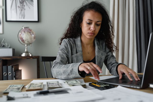 woman working with money