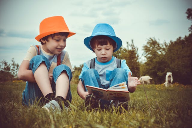 two children in a field